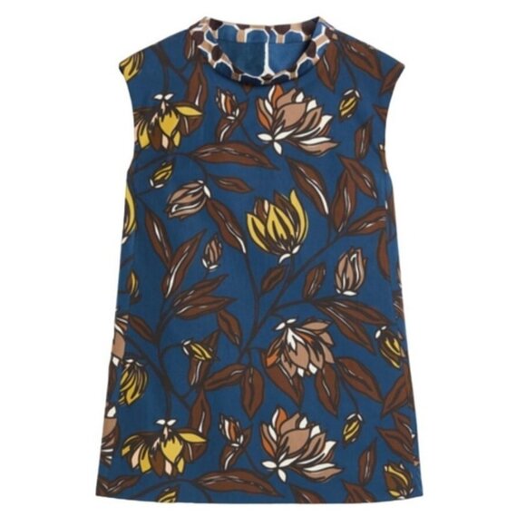 NWT 'S MAX MARA US 2 IT 36 Floral Print Poptop 100% Cotton Poplin Sleeveless Top - Picture 2 of 7